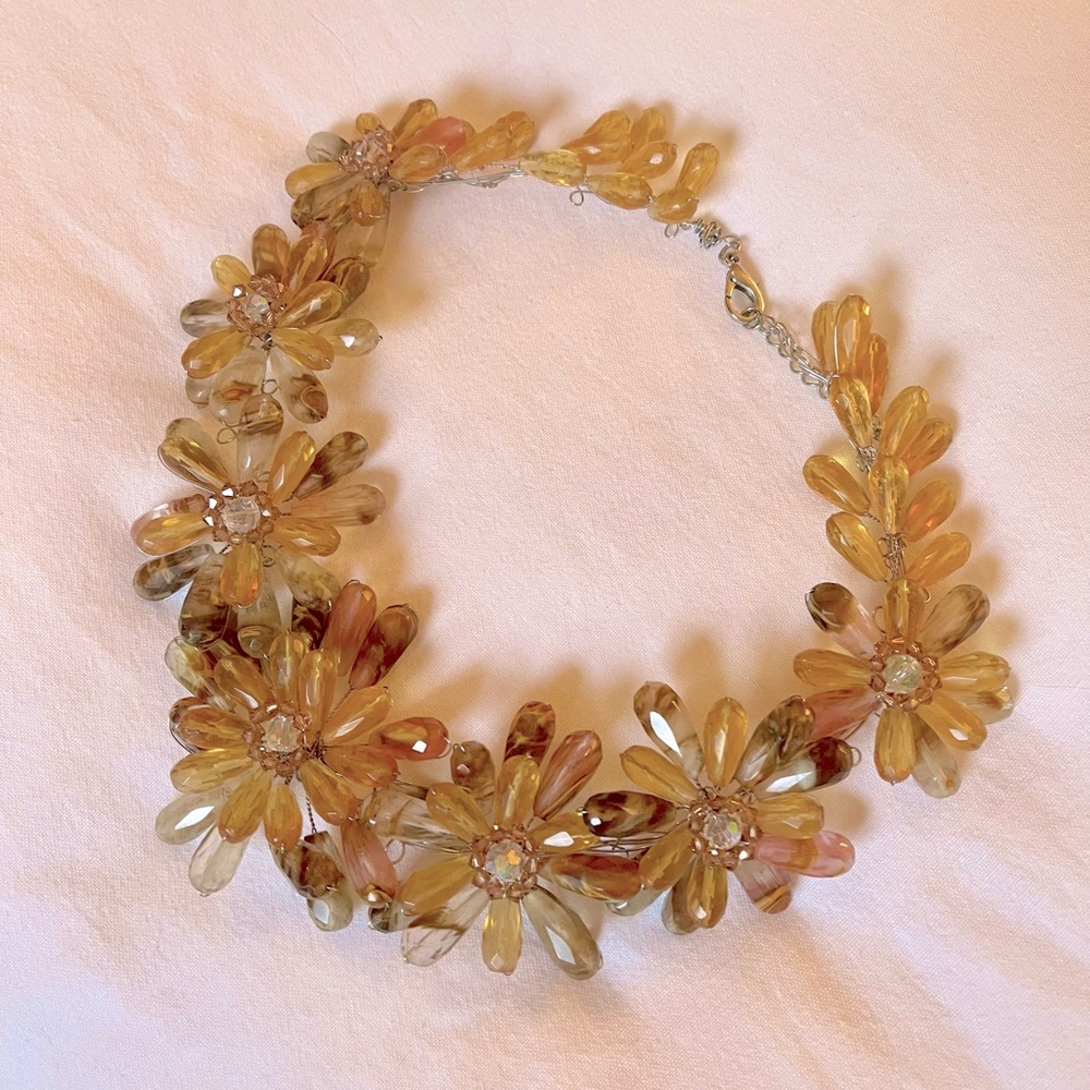 Anthropologie statement beaded chunky necklace. Stunning! Amber tones.